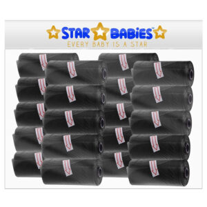 STAR BABiES - Scented Nappy Bag Pack of 20/300 Bags - Black