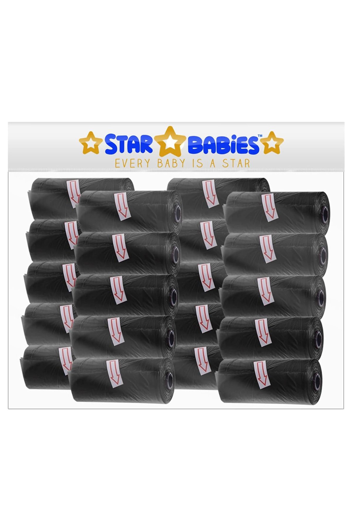 STAR BABiES - Scented Nappy Bag Pack of 20/300 Bags - Black 1 STAR BABiES - Scented Nappy Bag Pack of 20/300 Bags - Black