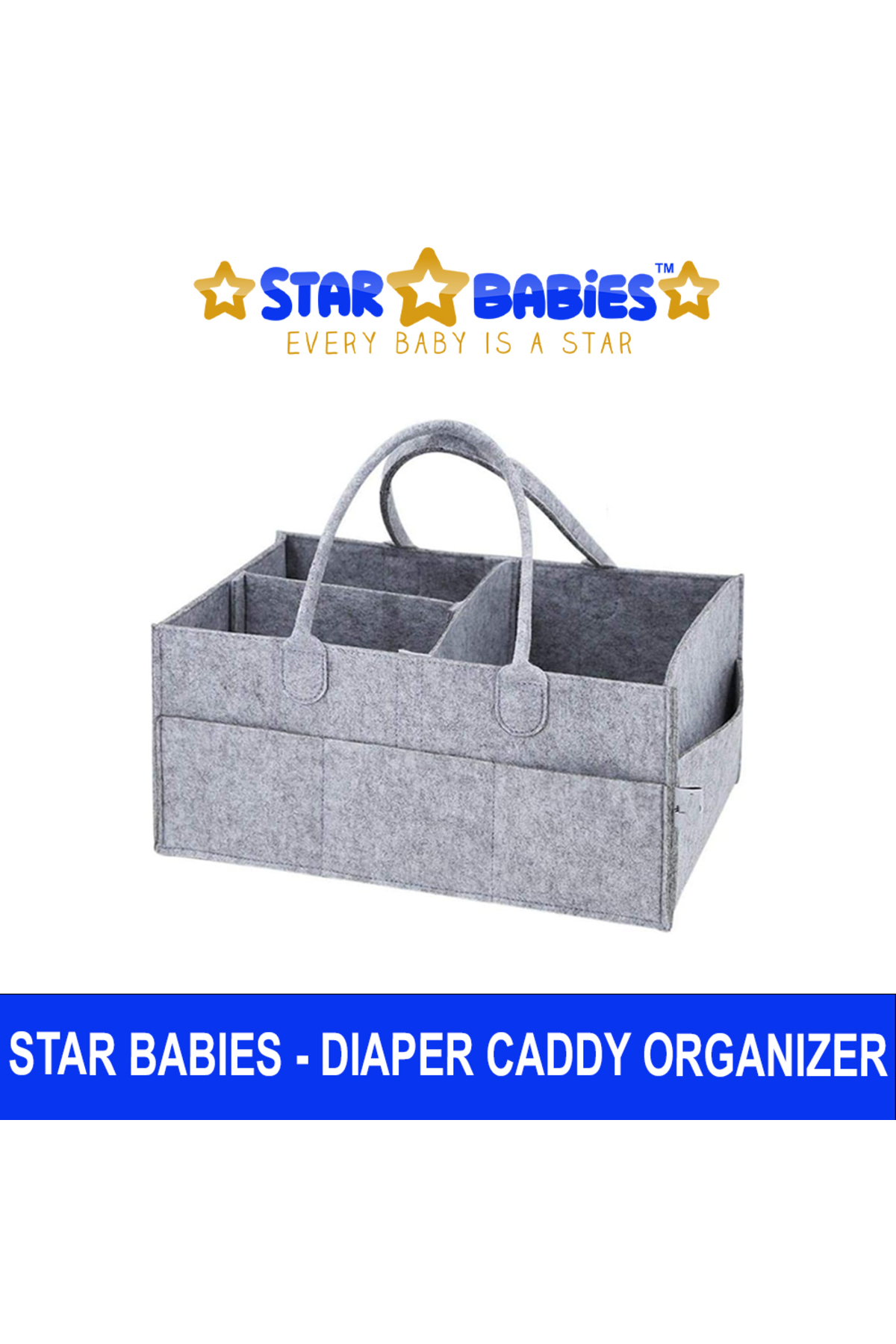 STAR BABiES Lightweight Diaper Caddy Organizer - Grey 1 STAR BABiES Lightweight Diaper Caddy Organizer - Grey