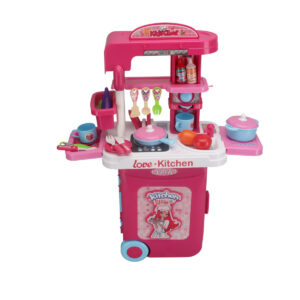 URBAN TOTS Big Trolly Kitchen Set – Realistic Kitchen Role-Play With Fun Accessories-Pink