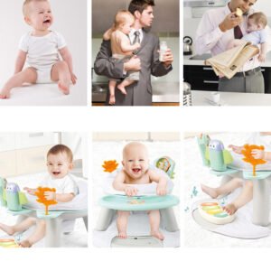 كرسي طعام للأطفال من كيكيبيبي 2 في 1 مع بيانو - متعدد الألوان