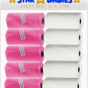 STAR BABiES Scented Bag Pink/White 10Pcs (150 Bags), 22 X 32Cm- Assorted