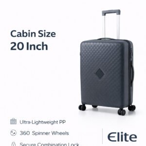 ELITE- Premium Hard-Shell Luggage 20 inch – Lightweight Spinner Suitcase – Dark Grey