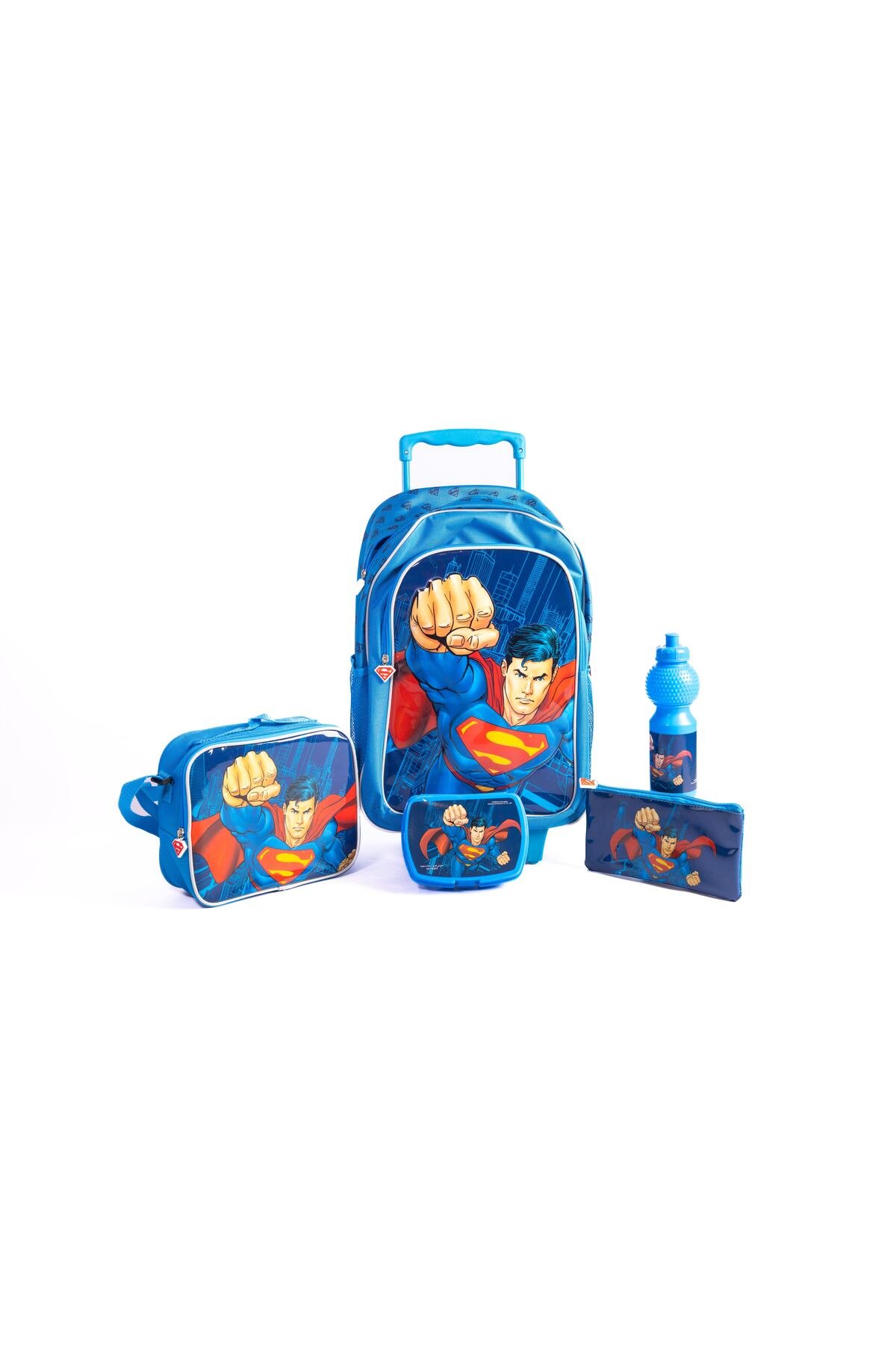 Superman 18" Trolley Bag Set – Includes Lunch Bag, Pencil Case, Water Bottle & Lunch Box – Blue 1 Superman 18" Trolley Bag Set – Includes Lunch Bag, Pencil Case, Water Bottle & Lunch Box – Blue