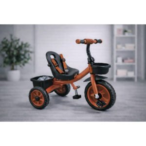 StarMarz Toddler 3-Wheel Tricycle Ride-On Toy with Safety Seat, Cup Holder & Rear Storage Basket - Brown