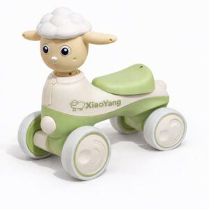StarMarz Musical Animal Ride-On for Toddlers, Cute Sheep Design with Lights & Music, Smooth Wheels, Indoor Baby Ride-On Toy for Kids 1–4 Years - Green