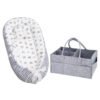STAR BABiES - Baby Bed Sleeping Pod - Black w/ Caddy Diaper Organizer - Grey
