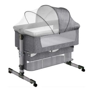STAR BABiES - Adjustable Bedside Baby Sleeping Crib - Grey