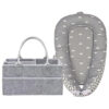 STAR BABiES Portable Lounger Sleeping Pod - Grey Stripe With Caddy Stripe - Grey
