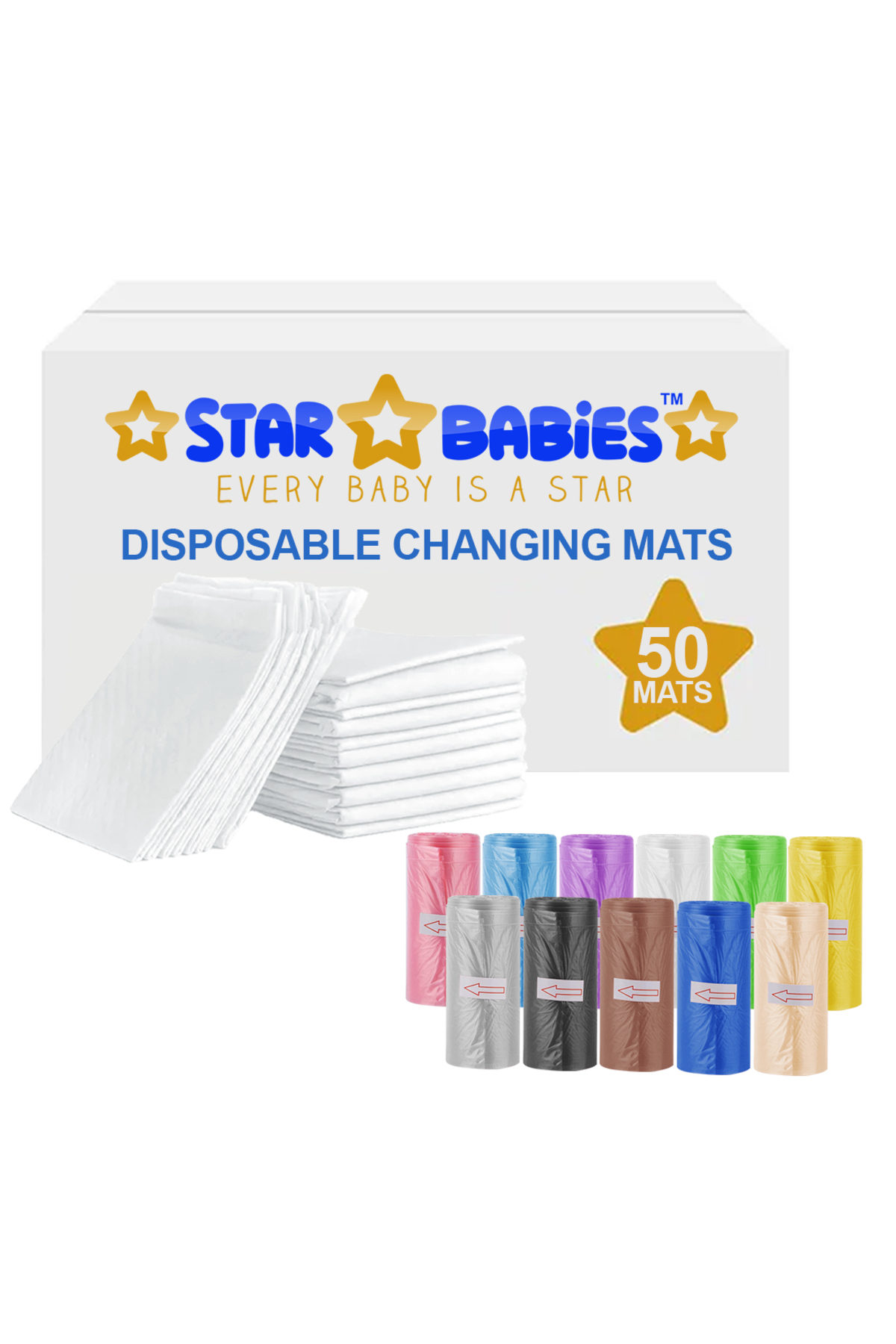 STAR BABiES - Disposable Changing Mat 50pcs With Scented Bag 11pcs - White 1 STAR BABiES - Disposable Changing Mat 50pcs With Scented Bag 11pcs - White