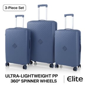 ELITE 3-Piece Hard-Shell Luggage Set (20/24/28) – Lightweight Spinner Suitcase – Light Blue