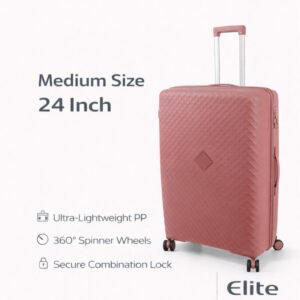 ELITE- Premium Hard-Shell Luggage 24 inch – Lightweight Spinner Suitcase – Rose Gold