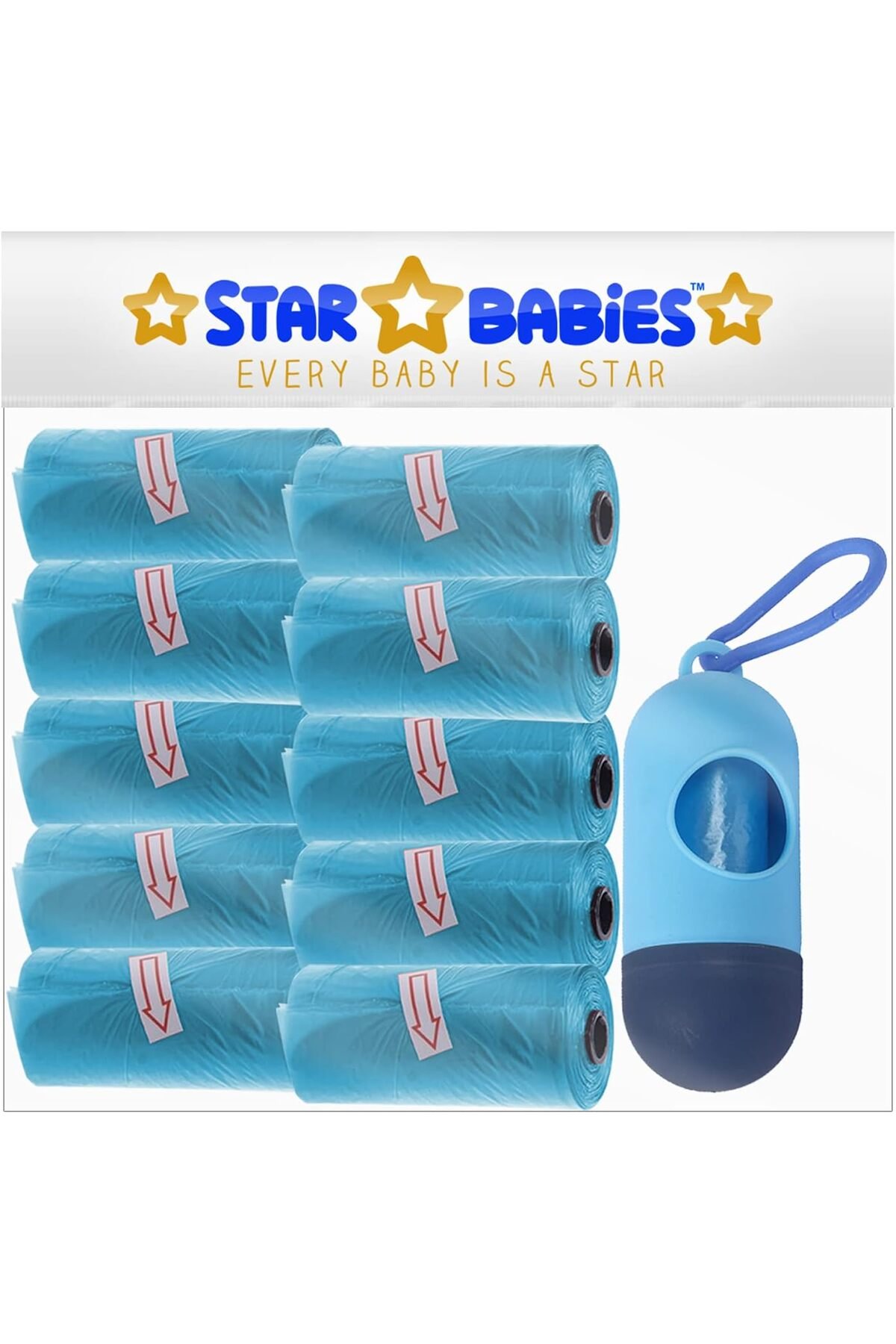 STAR BABiES Disposable Scented Bags Pack of 10 & Dispenser - Blue 1 STAR BABiES Disposable Scented Bags Pack of 10 & Dispenser - Blue