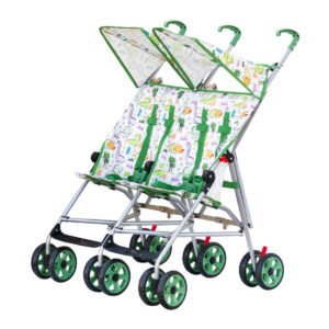 MOON Jet Plus Twin Buggy Lightweight Travel strollers -Umbrella Fold- up to 30Kg,6m+ - Green