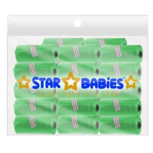 STAR BABiES - Scented Nappy Bag - Pack of 25/375 Bags - Green
