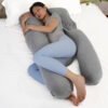 MOON Organic U Shaped Maternity Pillow with Detachable Back Support-Light Grey
