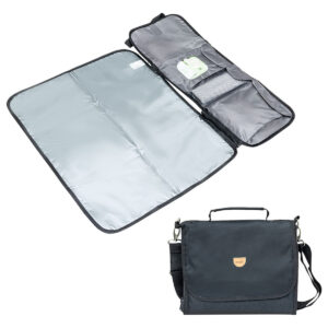 MOON Portable Diaper Changing Station -Waterproof Foldable Baby Travel Changing Bag kit - Black Twill