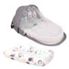 STAR BABiES - Bed With Mosquito Net & Printed Changing Pad - Grey