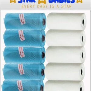 STAR BABiES Scented Bag Blue/White Pack of 10 (150 bags), 22 x 32cm