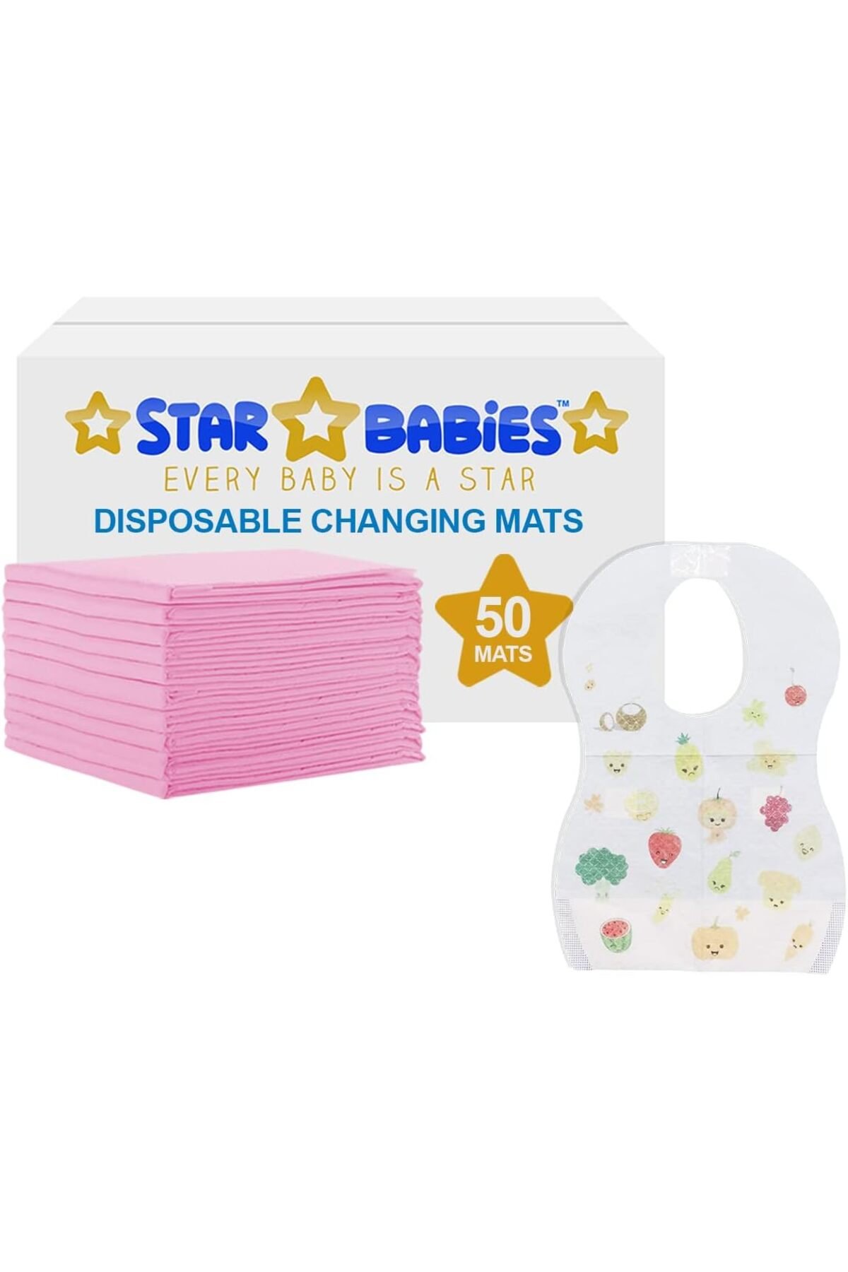 STAR BABiES - Disposable Changing mats (45x60cm) Large, Pack of 50 - Pink 1 STAR BABiES - Disposable Changing mats (45x60cm) Large, Pack of 50 - Pink