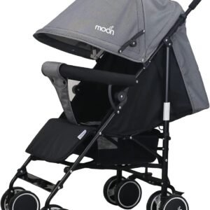 MOON Neo Plus Light Weight Travel Stroller,Black + Grey dots