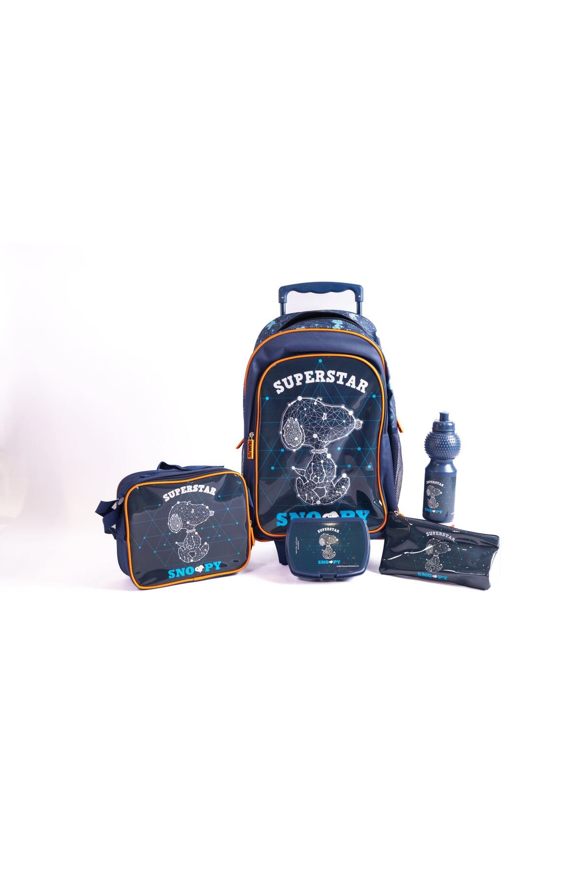 Peanuts 18" Trolley Bag School Set With Lunch Bag, Pencil Case, Water Bottle & Lunch Box – Multicolor 1 Peanuts 18" Trolley Bag School Set With Lunch Bag, Pencil Case, Water Bottle & Lunch Box – Multicolor