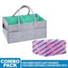 STAR BABiES - Caddy Diaper Bag with Disposable Changing Mat - 10pcs - Grey/Pink