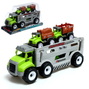 KIKIBEBE Friction Truck Set – 3 Pull-Back Farmer Vehicles – Green