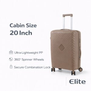 ELITE- Premium Hard-Shell Luggage 20 inch – Lightweight Spinner Suitcase – Beige Gold