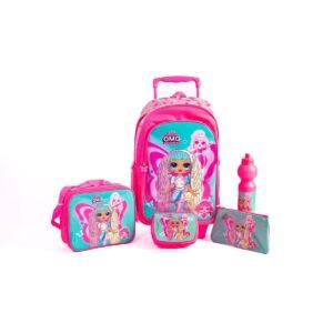 My Little Pony 5-In-1 School Set – 18" Trolley Bag, Lunch Bag, Pencil Case, Water Bottle & Lunch Box – Pink