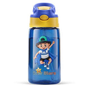 StarMarz Kids Sipper Water Bottle – Anti-Leak Cartoon Design For Girls – 480 Ml – Blue