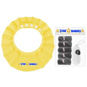 STAR BABiES Adjustable Shower Cap With Scented Bag With Dispenser Yellow & Black - 7 Pieces