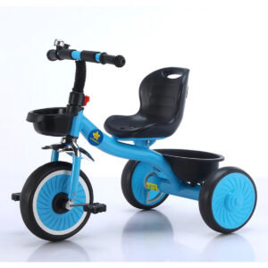StarMarz Toddler 3-Wheel Tricycle Ride-On Toy with Safety Seat, Cup Holder & Rear Storage Basket - Blue