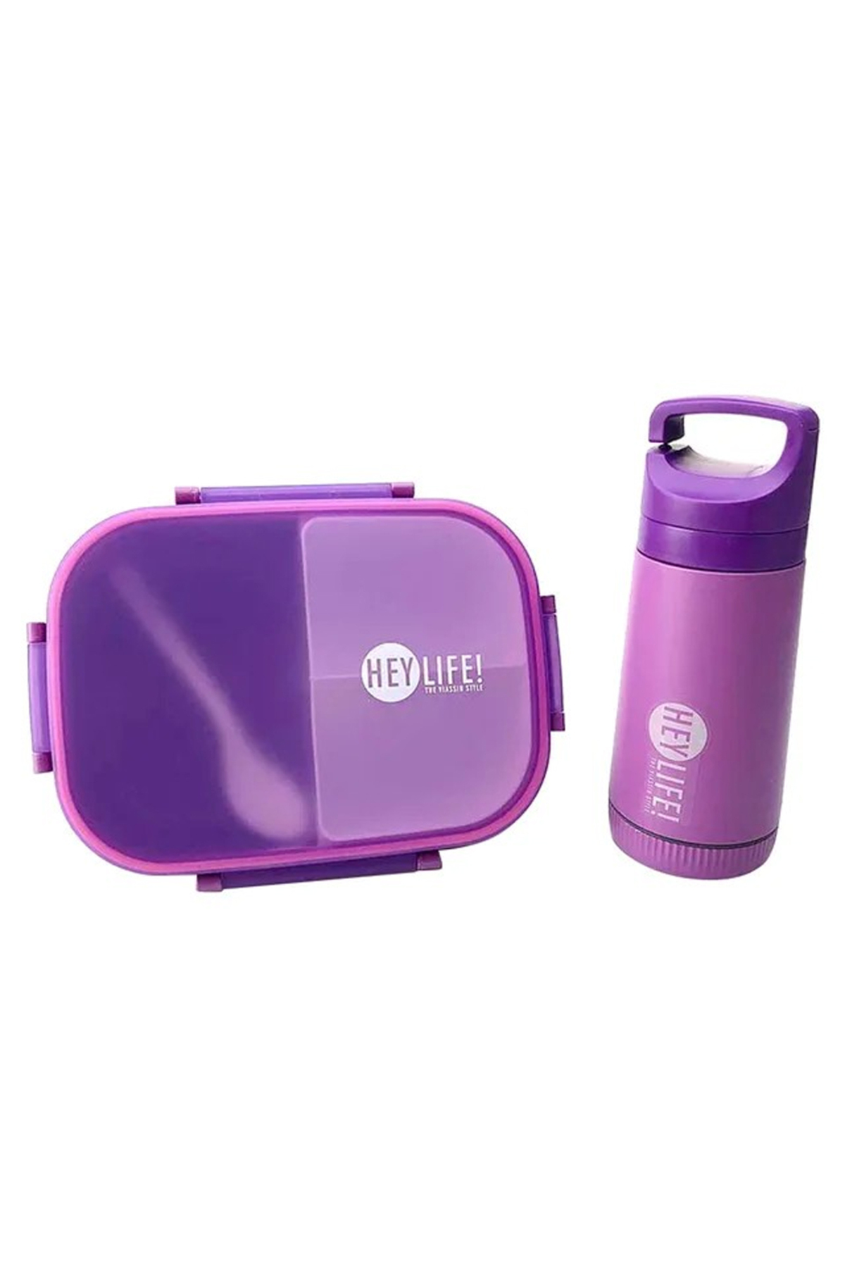STAR BABiES - 3 Compartment Lunch Box With Spoon And Water Bottle - Purple 1 STAR BABiES - 3 Compartment Lunch Box With Spoon And Water Bottle - Purple