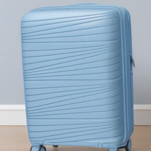 W.O.K 20" Lightweight Hard Shell Cabin Trolley – Polypropylene Luggage With Spinner Wheels & Number Lock – Blue