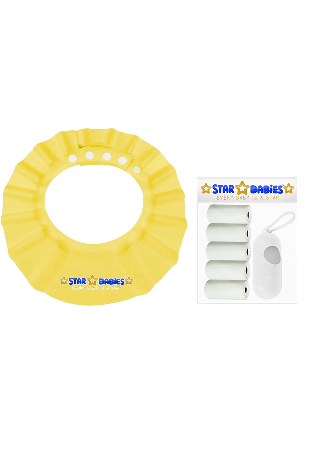 STAR BABiES Adjustable Shower Cap With Scented Bag & Dispenser Combo Pack Yellow & White - 7 Pieces 1 STAR BABiES Adjustable Shower Cap With Scented Bag & Dispenser Combo Pack Yellow & White - 7 Pieces