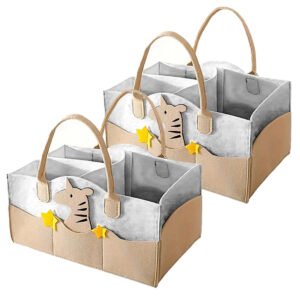 STAR BABiES - Caddy Diaper Bag Organizer - Zebra - Khaki - Pack Of 2