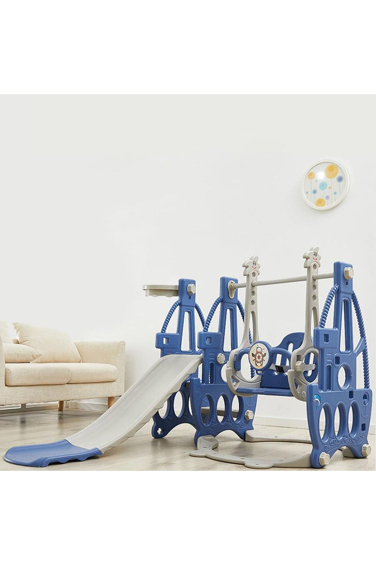 KIKIBEBE 3-In-1 Multi-Function Baby Slide & Swing – For Ages 1-6, Indoor Use – Blue 1 KIKIBEBE 3-In-1 Multi-Function Baby Slide & Swing – For Ages 1-6, Indoor Use – Blue