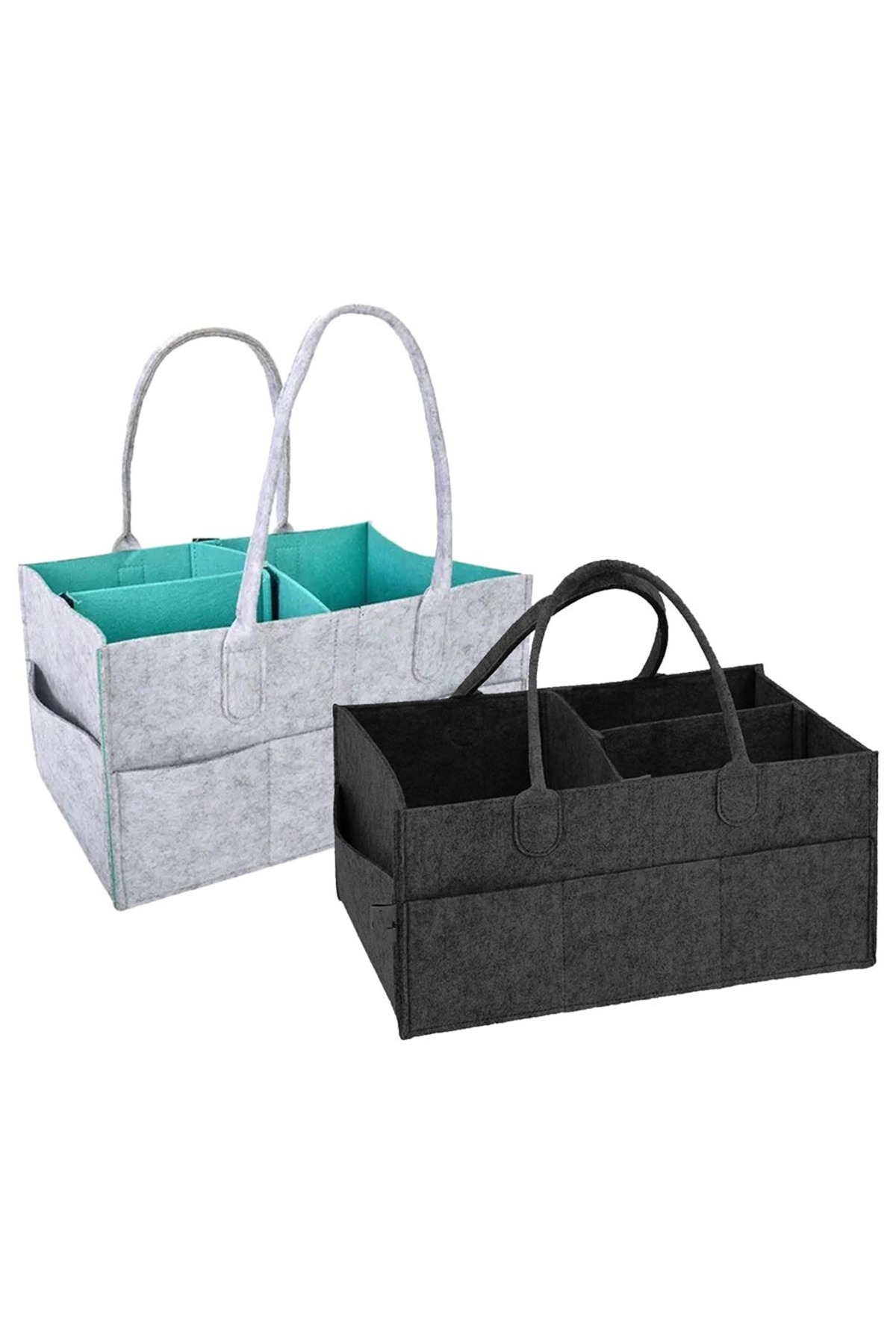 STAR BABiES - Diaper Caddy Organizer Pack Of 2 - Grey & Black 1 STAR BABiES - Diaper Caddy Organizer Pack Of 2 - Grey & Black