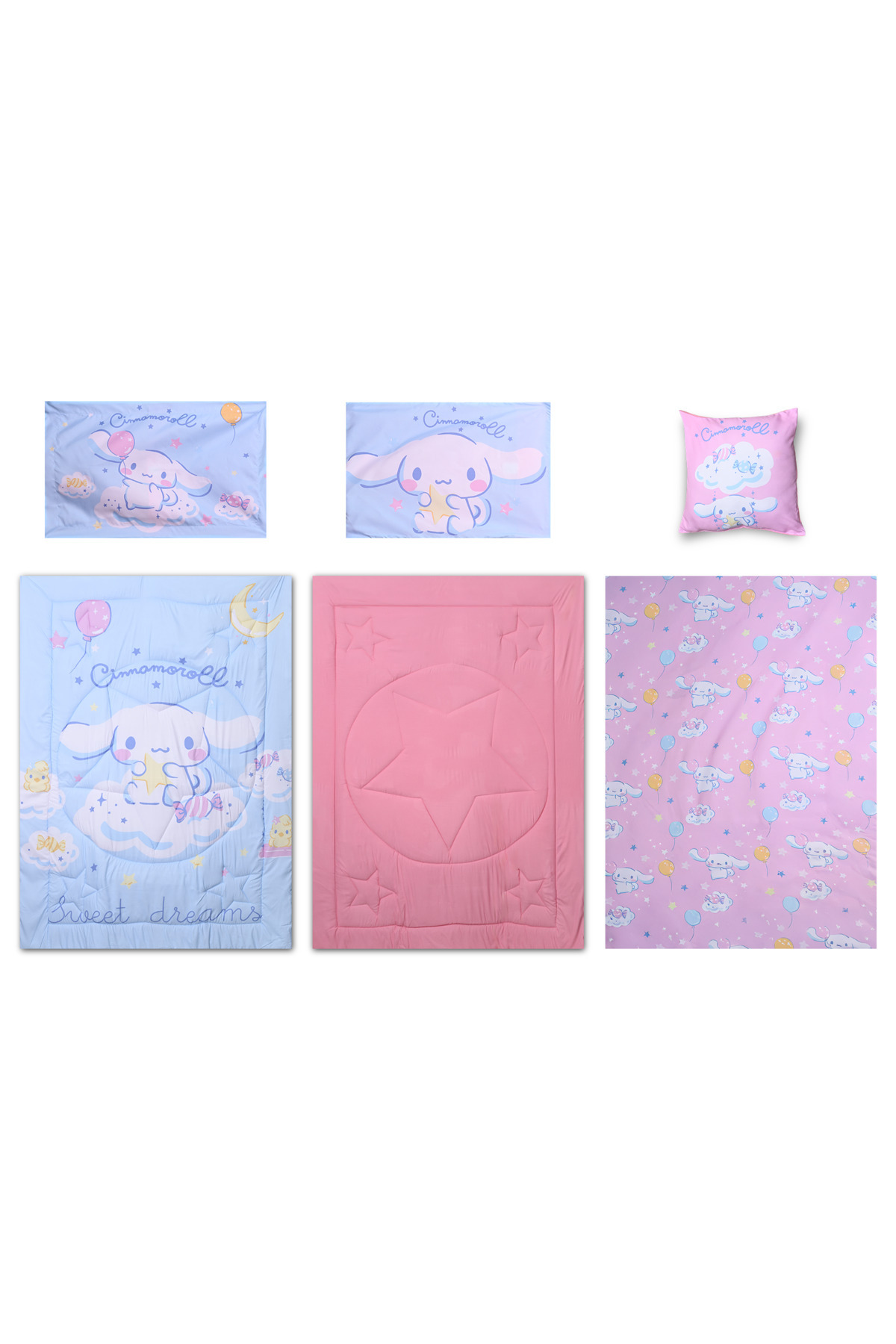Cinnamoroll 5-In-1 Bnb Comforter Bedding Set With Brushed Microfiber & Polyester Shell – Multicolor 1 Cinnamoroll 5-In-1 Bnb Comforter Bedding Set With Brushed Microfiber & Polyester Shell – Multicolor