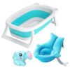 STAR BABiES - Foldable Bathtub w/ Soft Spot Sink Bather & Kettle Toy - Blue
