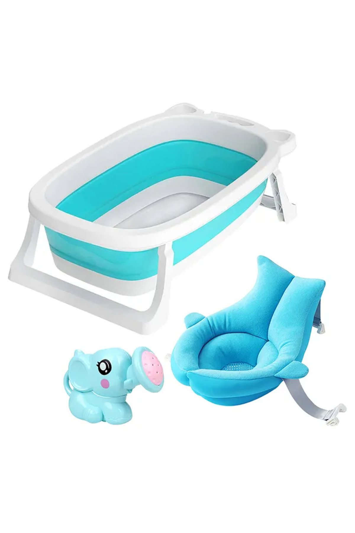STAR BABiES - Foldable Bathtub w/ Soft Spot Sink Bather & Kettle Toy - Blue 1 STAR BABiES - Foldable Bathtub w/ Soft Spot Sink Bather & Kettle Toy - Blue