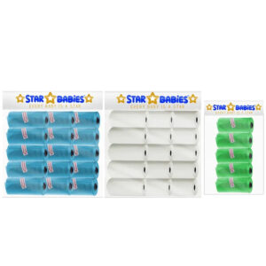 STAR BABiES - Scented Nappy Bag - Pack of 35/525 Bags - Blue/White/Green