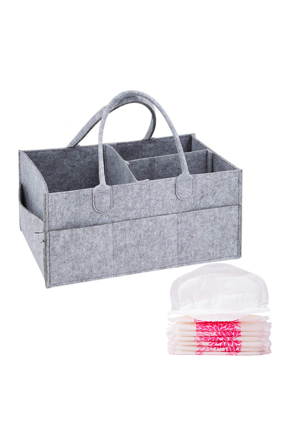 STAR BABiES - Caddy Diaper Bag Organizer & Disposable Breast Pad 8pcs - Grey 1 STAR BABiES - Caddy Diaper Bag Organizer & Disposable Breast Pad 8pcs - Grey