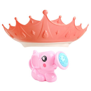 STAR BABiES - Adjustable Crown Kids Shower Cap With Kids Kettle Toys - Pack of 2 - Pink