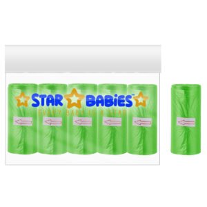 ستار بيبيز - أكياس حفاضات معطرة - عبوة من 6 أكياس - 90 كيسًا - أخضر