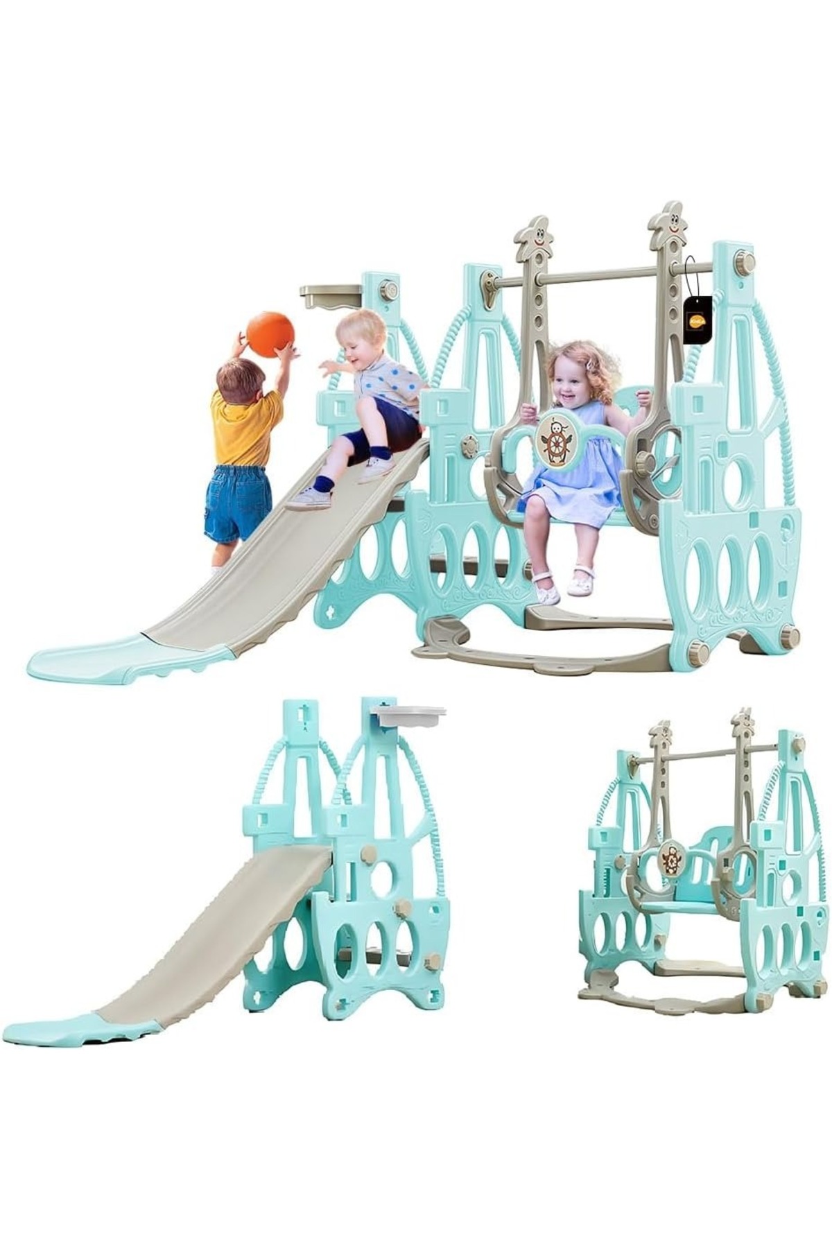 KIKIBEBE 3-In-1 Multi-Function Baby Slide & Swing – For Ages 1-6, Indoor Use – Mint Green 1 KIKIBEBE 3-In-1 Multi-Function Baby Slide & Swing – For Ages 1-6, Indoor Use – Mint Green