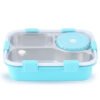 STAR BABiES Food Grade 304 Stainless Steel Bento Lunch Box with 4 Compartments and Leak-Proof Lid - Blue