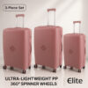 ELITE 3-Piece Hard-Shell Luggage Set (20/24/28) – Lightweight Spinner Suitcase – Rose Gold