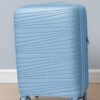 W.O.K 24" Lightweight Hard Shell Cabin Trolley – Polypropylene Luggage With Spinner Wheels & Number Lock (Blue)